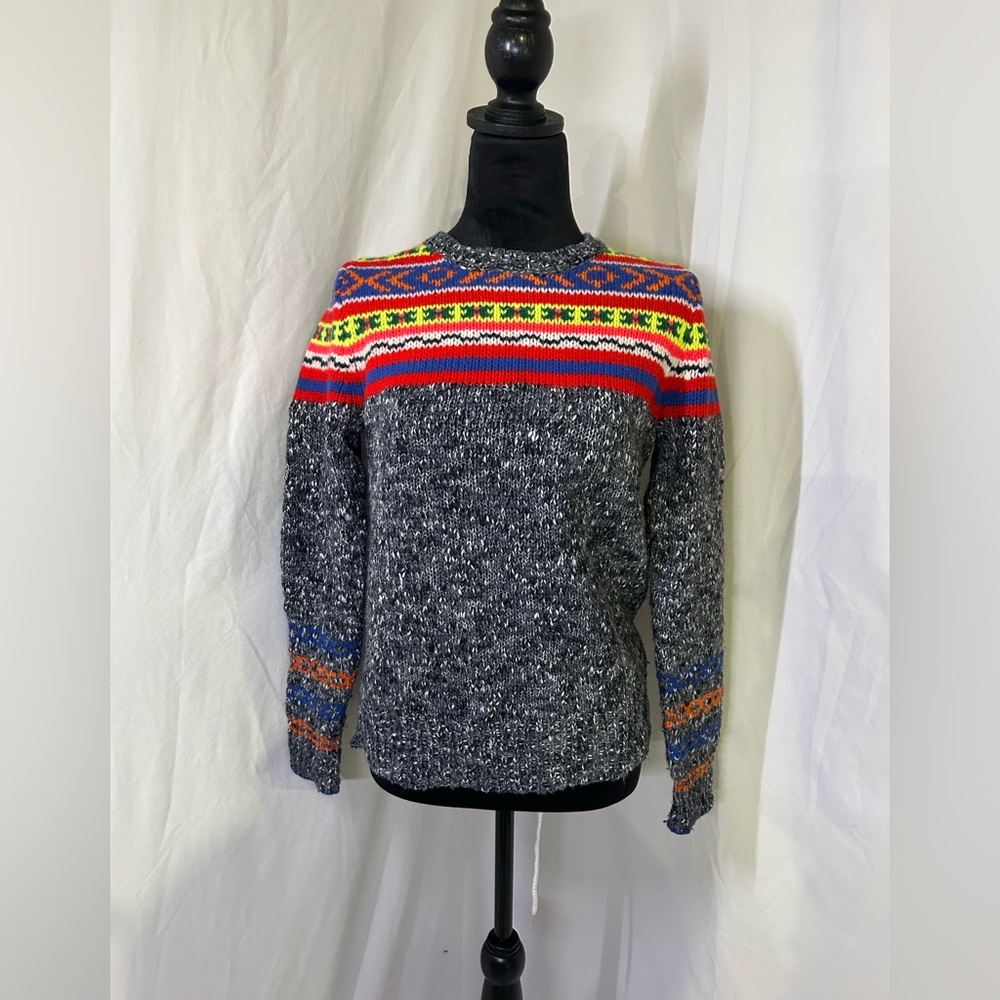 Fair Isle Wool Blend Marled Chunky Crewneck Sweater J Crew Small Holiday